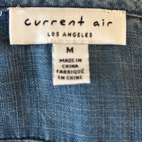 Current Air Blue Chambray Tie Neck Cutout Back Top - M - Picture 12 of 16